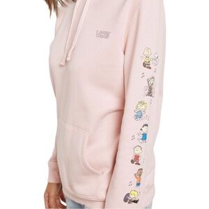 Vans x Peanuts Collab Womens XL Hooded Sweatshirt Pink Graphic Long Sleeves